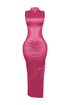 Marenna Faux Leather Ruched Maxi Dress